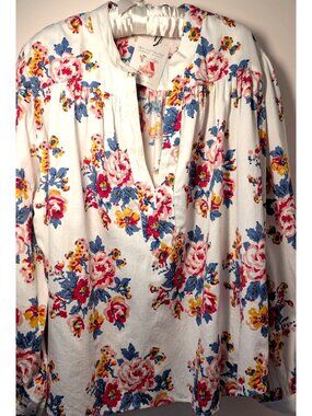 NEW Bliss & Mischief Cotton Floral Peasant Blouse, Women's Size 2X